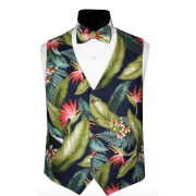 Hawaiian Islands Birds of Paradise Vest and Bow Tie Set